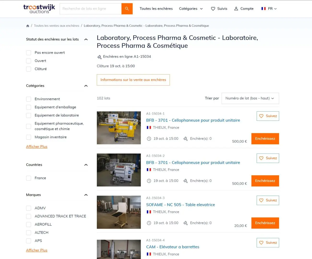 Vente aux encheres du 19/10/23